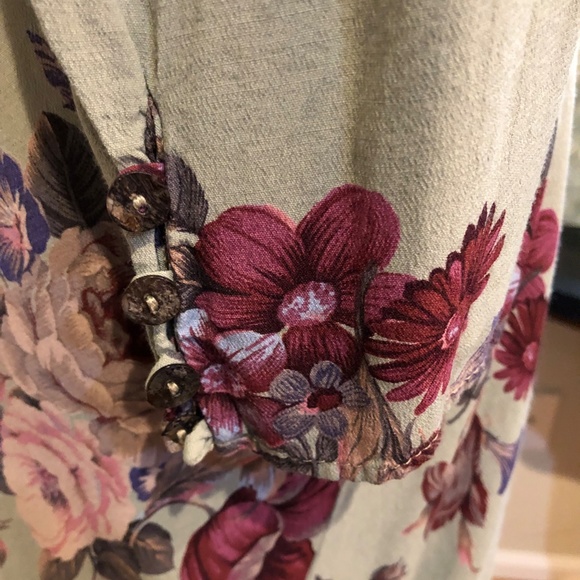 1990's Carole Little Rayon Floral 30's Inspired Pale Green Soft Bias Dress - M - Picture 8 of 12